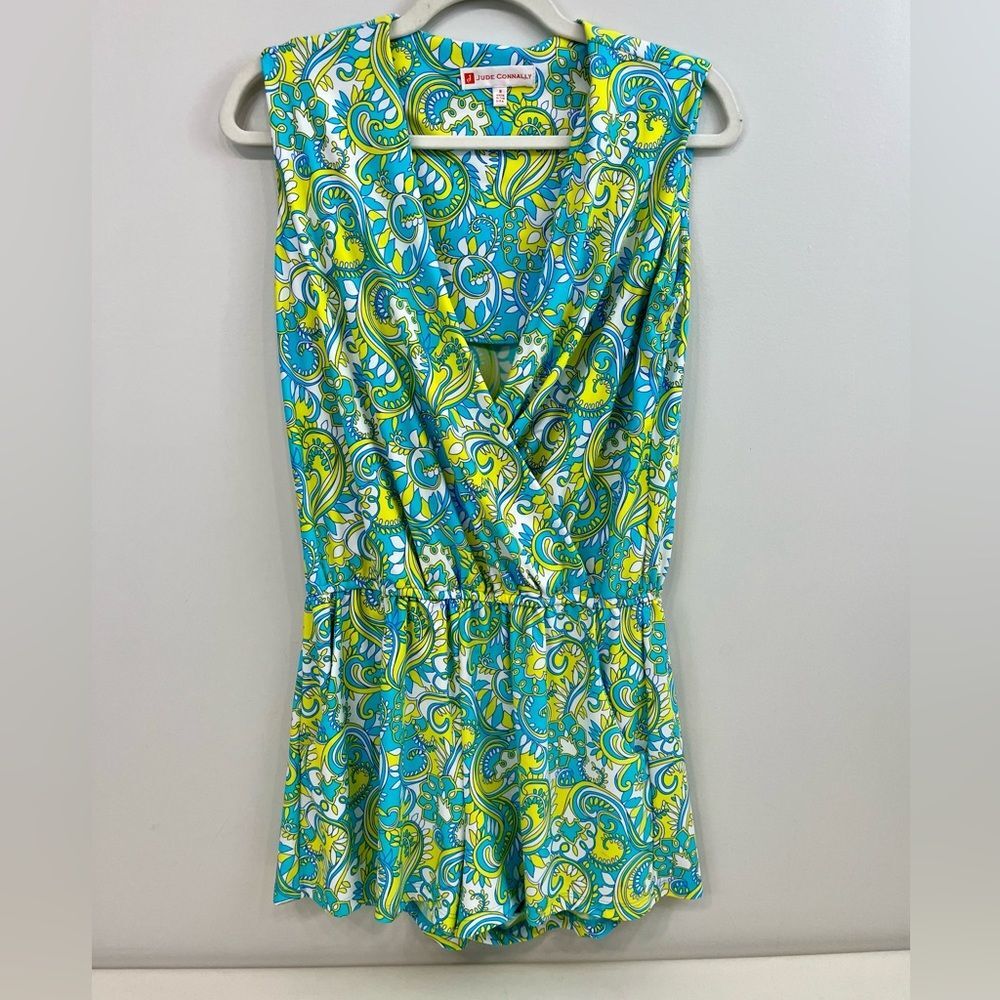 Jude Connally Romper Paisley Green Blue Size Small